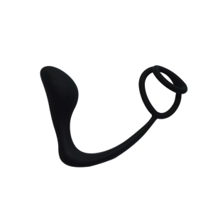 Plug anal para hombre y masajeador de próstata con anillo para pene - Negro