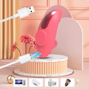 Vibrador inalámbrico recargable, diseño ergonómico rosa.