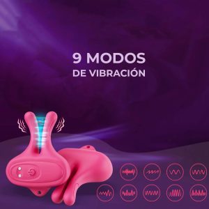 Vibrador rosa con nueve modos de vibración.