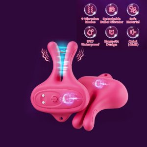 Vibrador rosa con múltiples modos y diseño ergonómico.