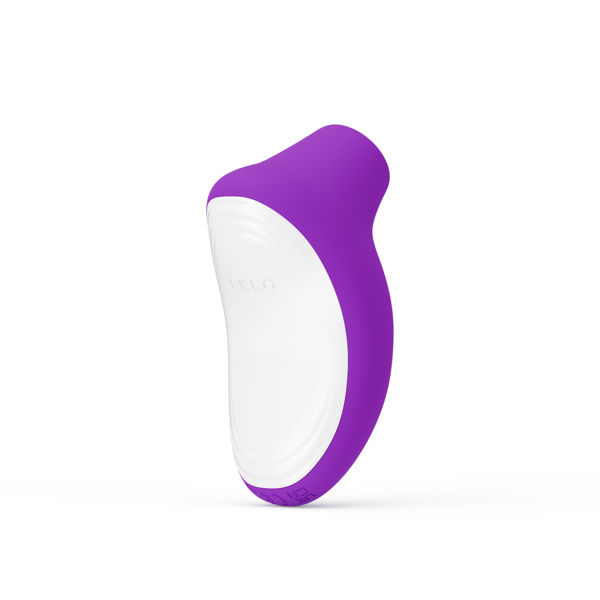 Estimulador sexual morado de silicona y plástico.