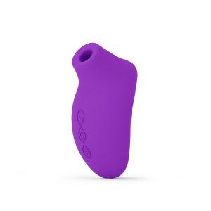 Estimulador sexual morado con diseño ergonómico.