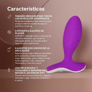 Masajeador vibrador anal púrpura, impermeable y recargable.